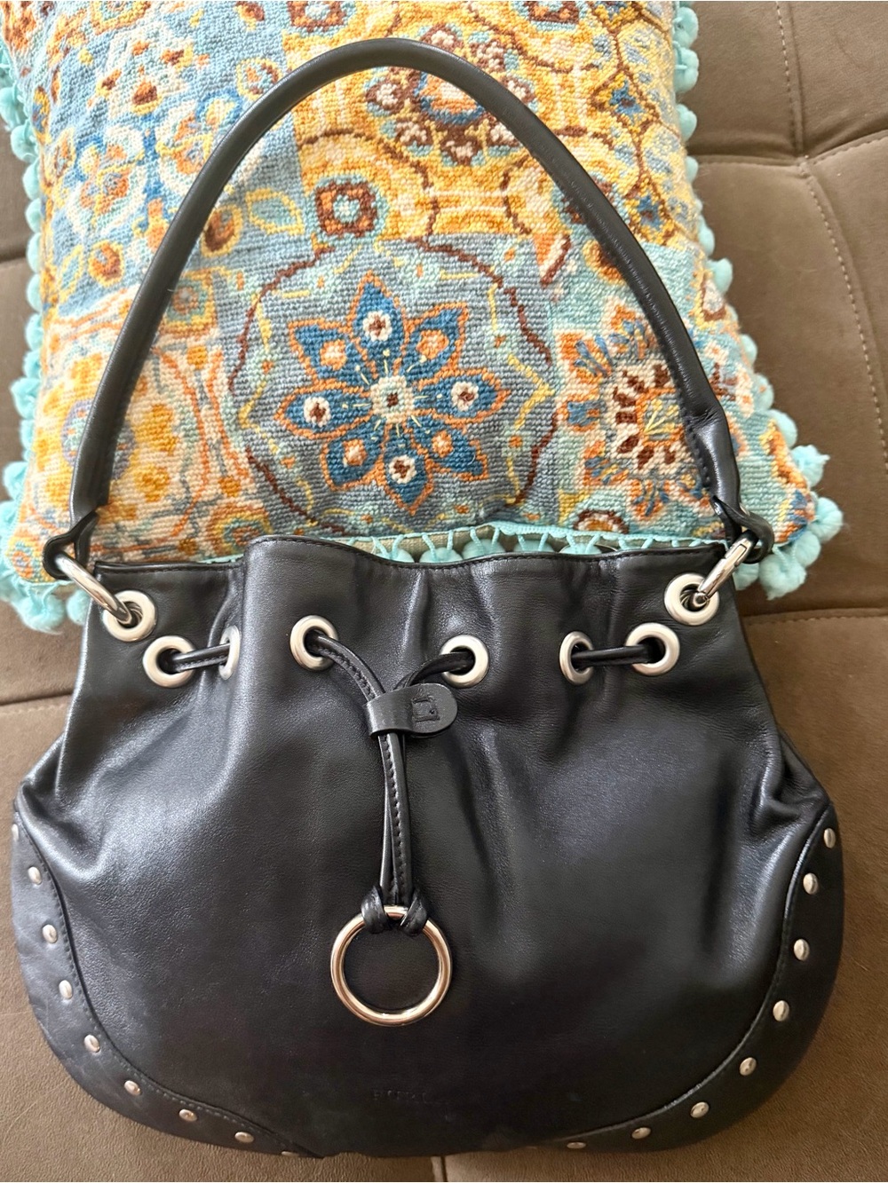Furla Black Leather Hobo Bag
